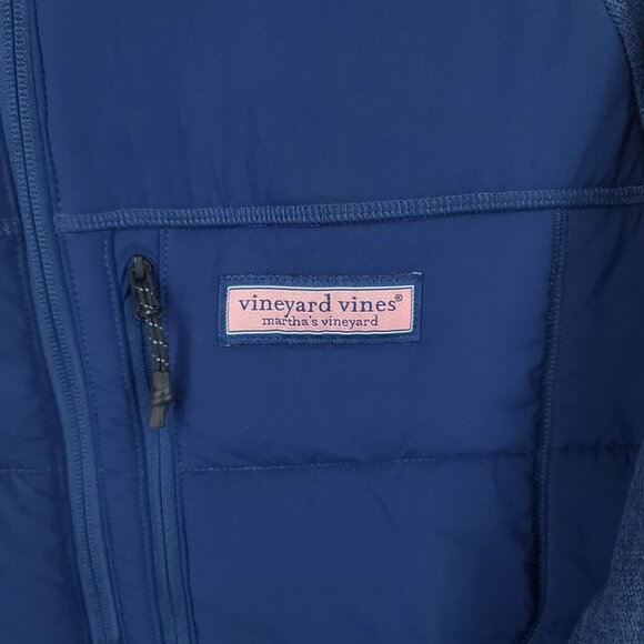 Vineyard Vines Jacket Mens Xl Blue 1/4 Zip Long Sleeve Puffer - Picture 2 of 8